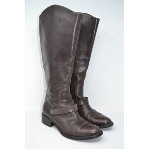 VIA SPIGA Women's Size 6‎ M Dark Brown Leather Riding Style Tall Boots Fashion